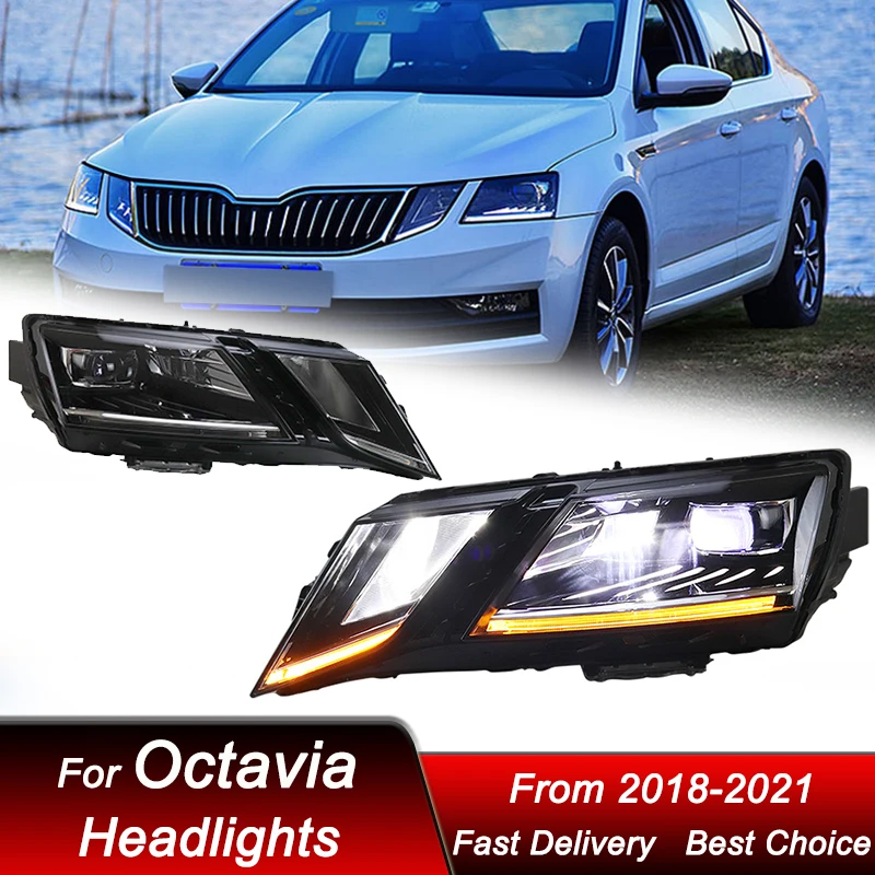 

Pop Car Led Headlights For Skoda Octavia 2018-2021 new style full LED Auto Head lamp Assembly Upgrade Projector Lens Accessories