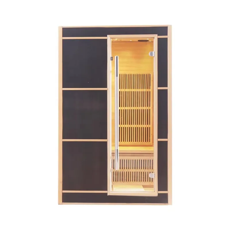 【2026】Custom High Quality Black Exterior Indoor 2 Person Infrared Sauna Room Canada Hemlock Sauna
