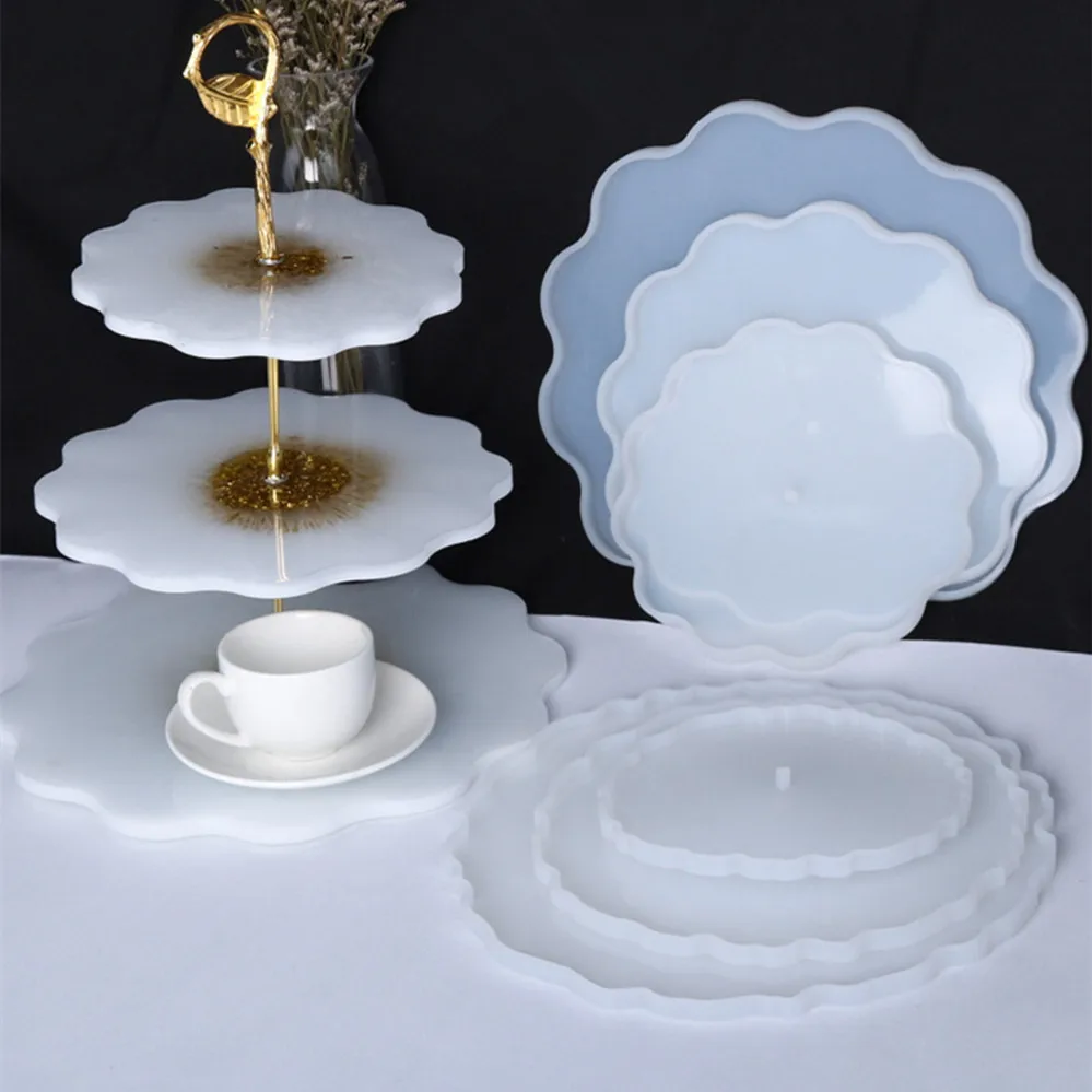 

Three-layer Fruit Plate Tea Plate Silicone Molds Cup Pad Epoxy Resin Casting Mould for DIY Epoxy Resin Home Table Decoration