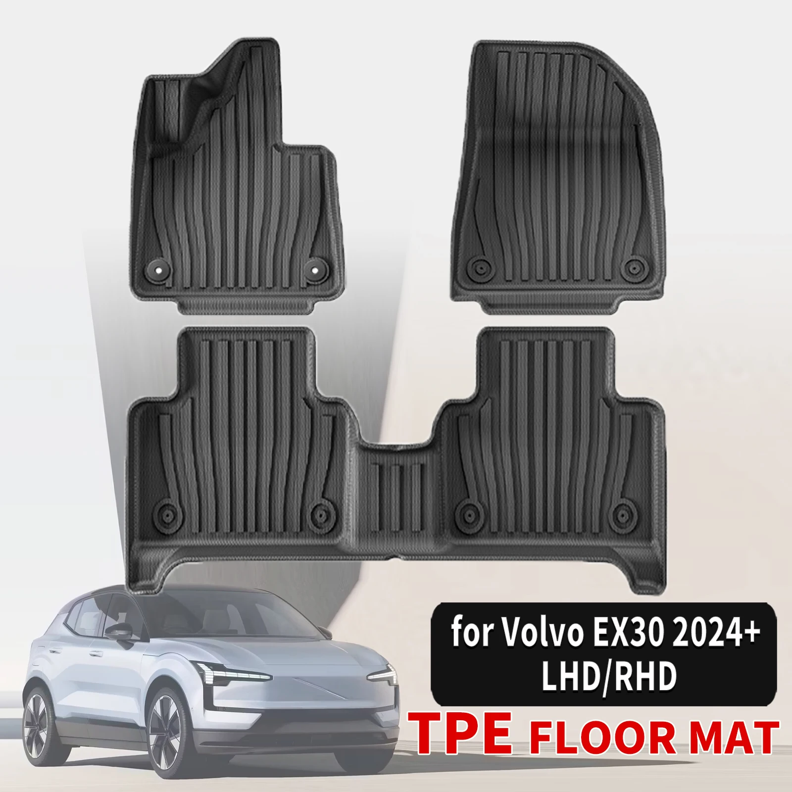 for Volvo EX30 EX 30 EV 2024 2025 2026 RHD LHD Durable Weatherproof TPE Car Floor Mats & Trunk Pad, Non-Slip Easy Clean