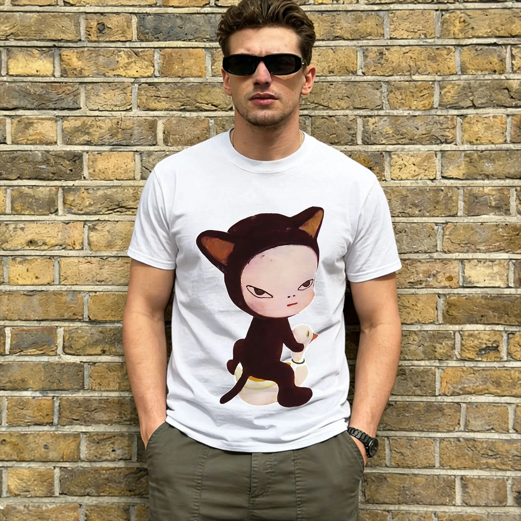 Oversized T-Shirt Summer Yoshitomos Nara Leisure T-Shirts  100% Cotton Tee Shirt for Couple Aesthetic Plus Size 6XL Short Sleeve