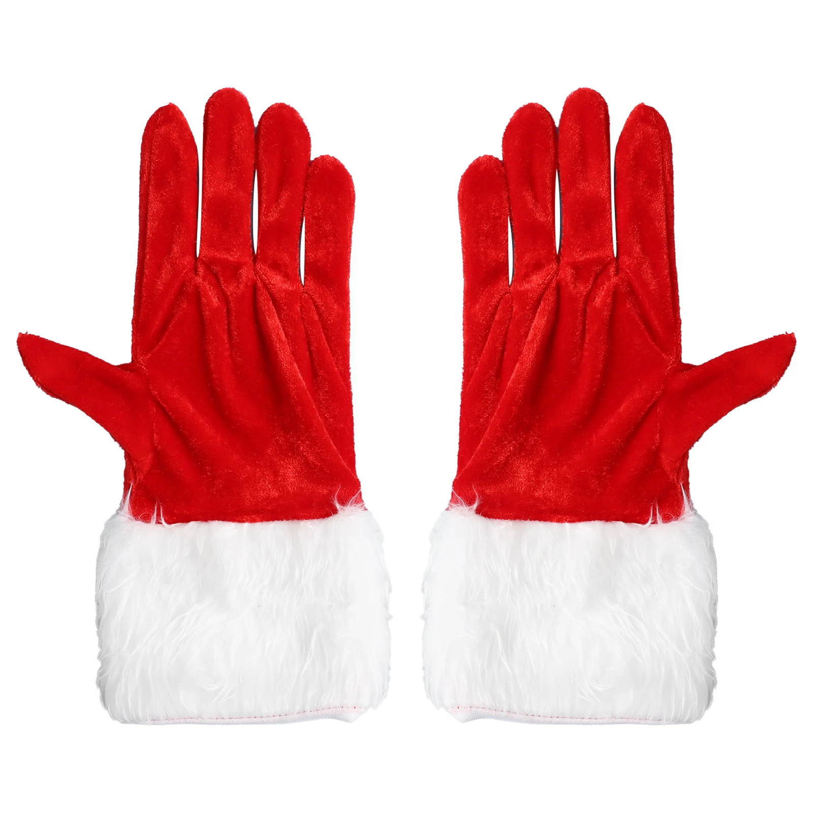 Santa Claus Gloves Elegant Velvet Fancy Dress Party Short Red Santa Full Finger Mittens Xmas Christmas Festival Costume Props