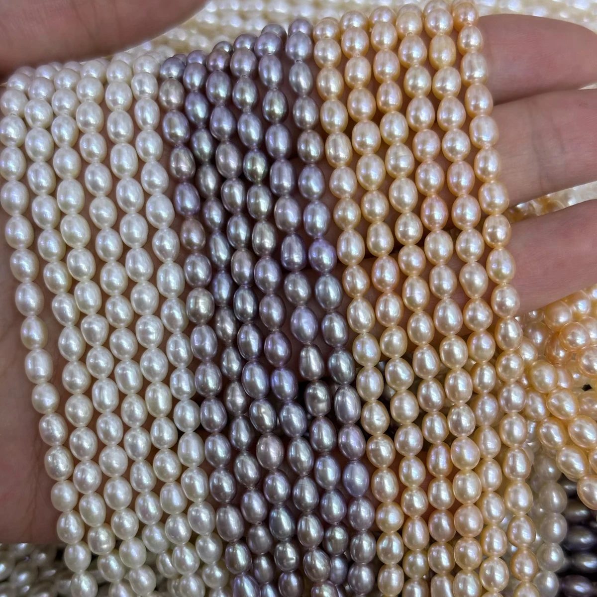 

4-5mm4A White Orange Purple Natural Freshwater Pearl Rice Isolated Loose Bead Jewelry Making DIY Necklace Bracelet Women Wedding