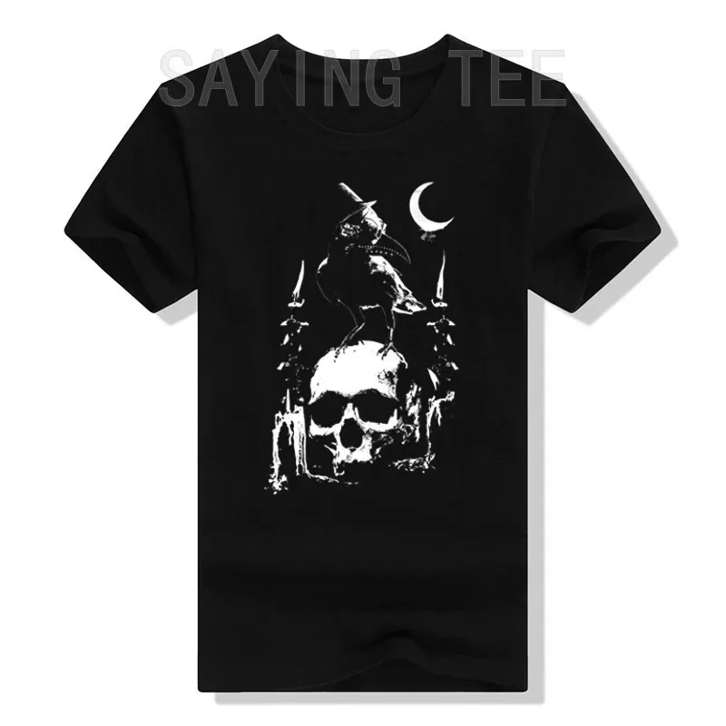 

No Mortal Gothic Style T-Shirt Demon Devil Skull Print Graphic Tee Tops Baphomet Halloween Costume Gifts Short Sleeve Blouses