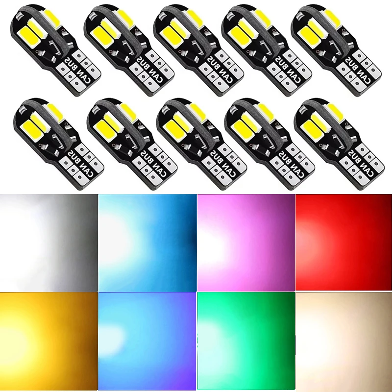 Lampu LED Mobil T10 W5W LED Canbus Tanpa Kesalahan Super Terang Lampu Interior Mobil SMD Lampu Otomatis Putih Amber Merah Lampu Baca Dome