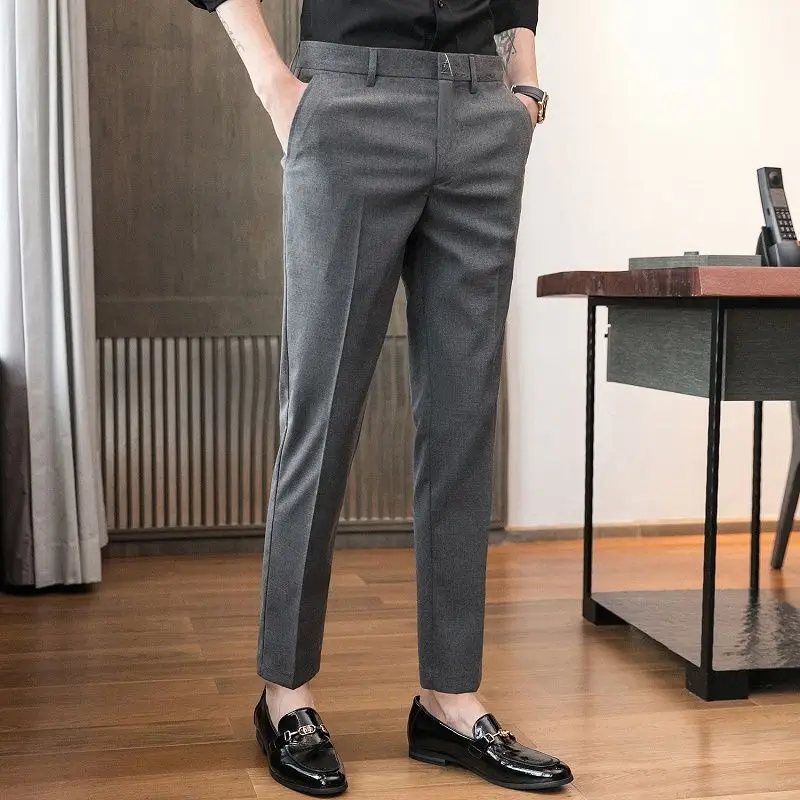 

2023 Spring and Summer Business Dress Korean Edition Trend Casual Slim Fit Straight Tube Drop Feel Versatile Men's Suit Pants