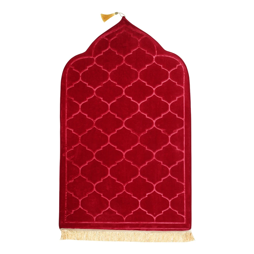 Soft Travel Prayer Rug Flannel Carpet Portable Worship Kneel Prayer Mat Embossing Floor Carpets for Muslim Ramadan Non-slip