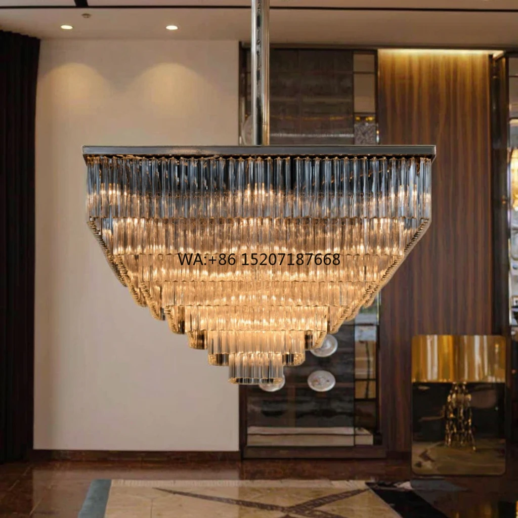 

Большая современная стальная светодиодная люстра с переключателем управления, золотая отделка с регулируемой яркостью переменного тока, совместимая с роскошным освещением гостиной