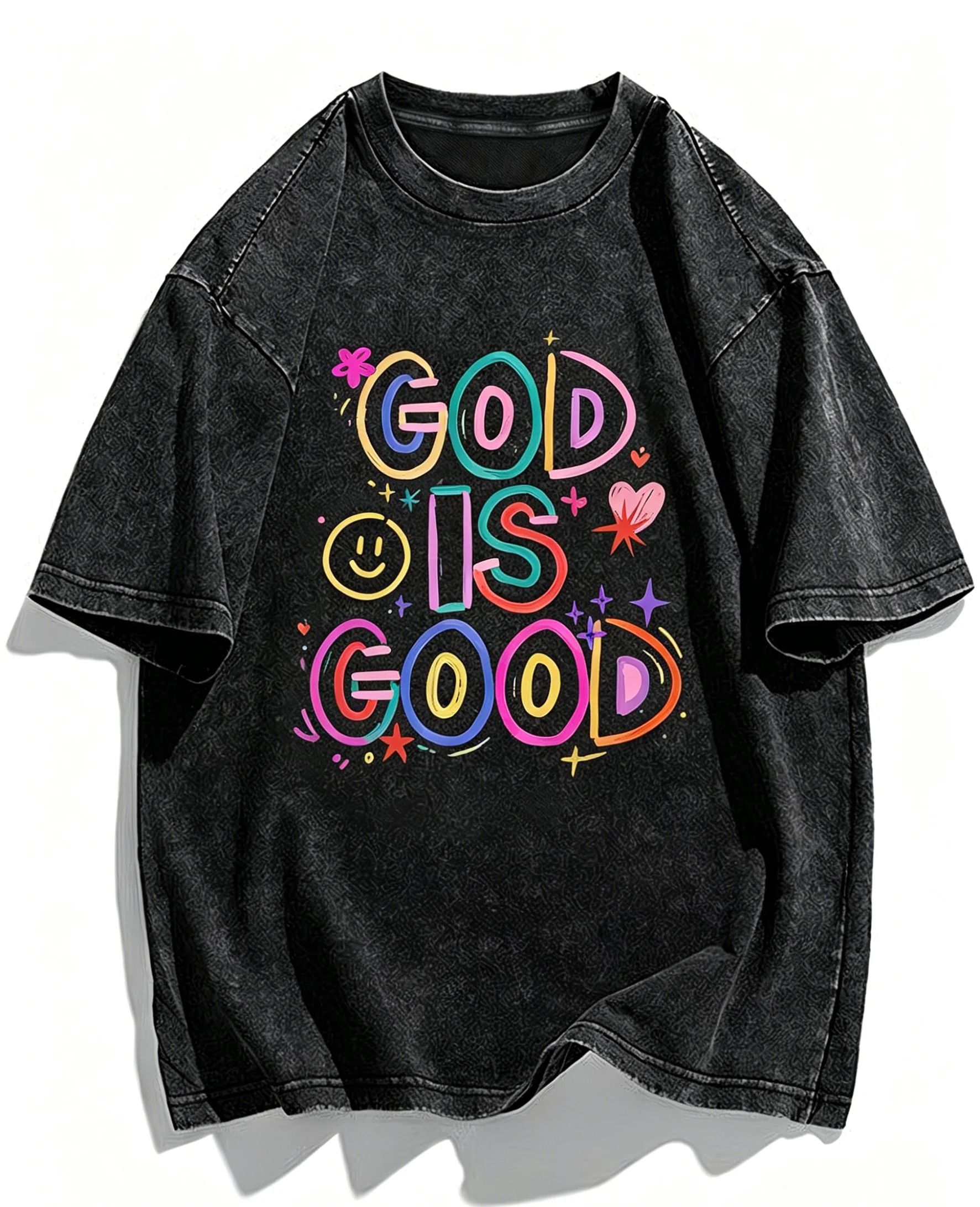 God Is Good Christian T-Shirt Washed Cotton Faith Graphic Tee Vintage Religious Bible Verse Jesus Top for Men Women Unisex