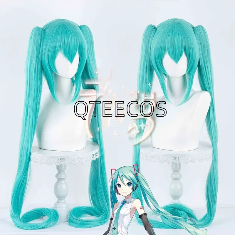 Anime Vocaloid Miku Cosplay Kostuum Pu Lederen Midi Jurk Meisjes Halloween Kerstfeest Volledige Sets Met Pruik