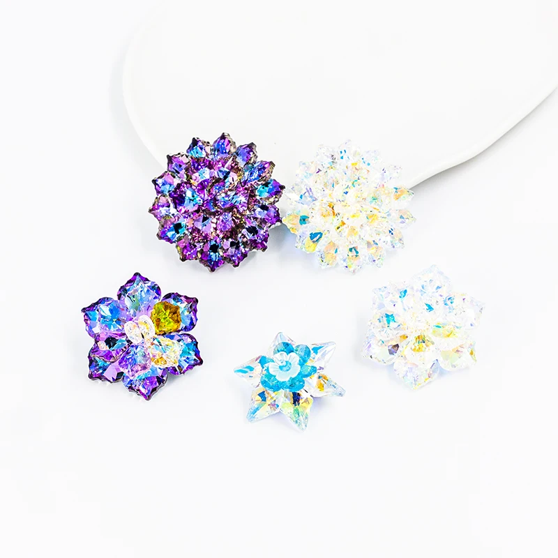 Colorful gradient glass crystal flower brooch