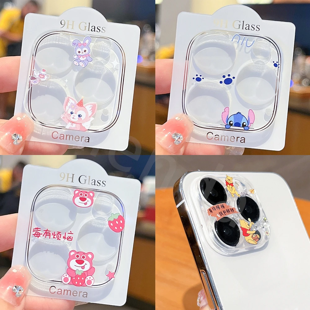 Camera Lens Protector For iPhone 16 15 Pro Max Tempered Glass for iPhone 14Plus 13 12 mini 11 Lens Cover Cap Winnie Stitch Duffy