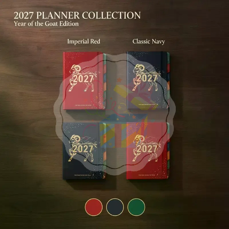 2027 A5 Monthly Yearly Agenda Premium Faux Leather Cover Color Coded Pages for Travel Trip Itinerary Work Task Management