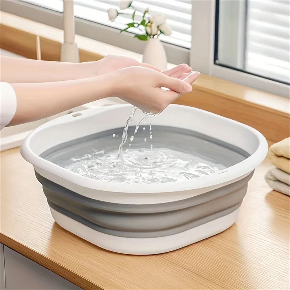 Lavabo de compresión portátil plegable para viaje, lavabo de plástico de gran tamaño para lavado de cara, para el hogar, dormitorio de estudiantes, bebé Amagi