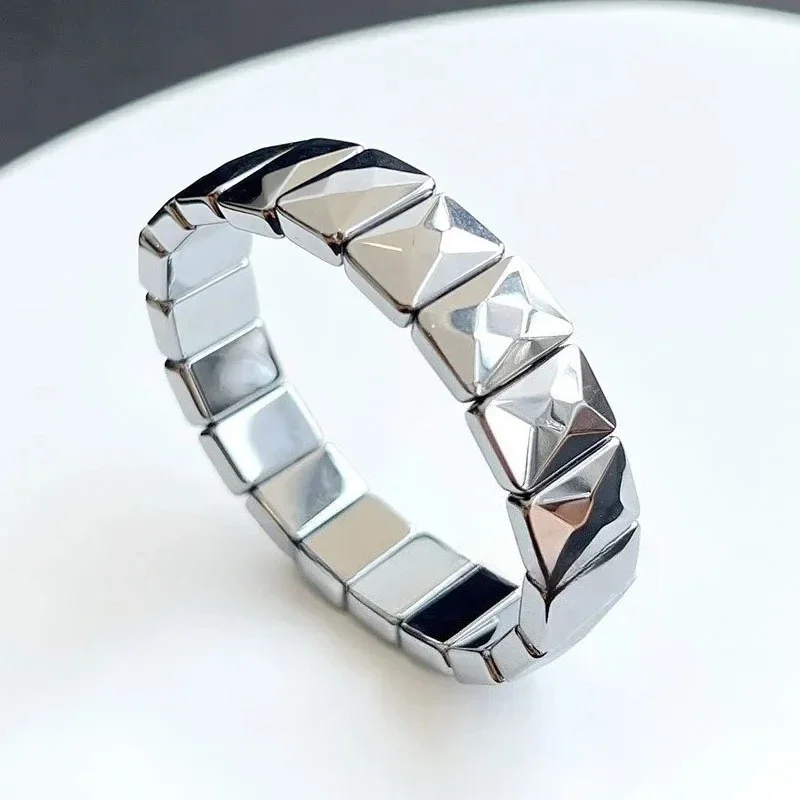 

Natural Terahertz Cut Noodles Hand Row Single Circle Too Silica Bracelet Men's and Women's Hands Men's and Women's Hot