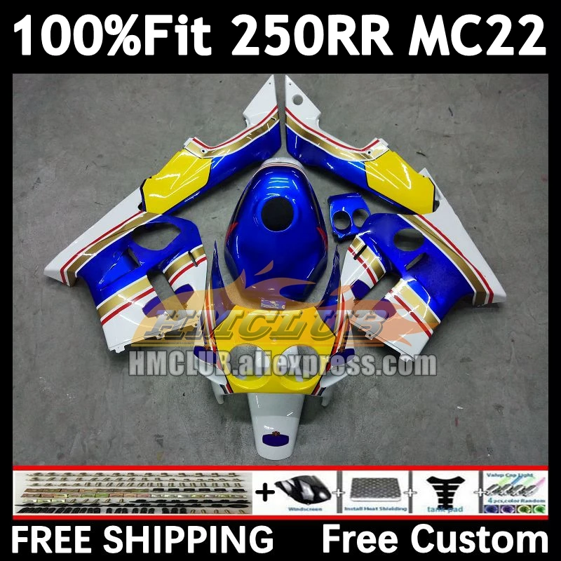 Blue Yellow Injection Body For HONDA CBR 250RR CBR250RR 1990 1991 1992 1993 1994 98No.128 MC22 CBR250 RR 95 96 97 98 99 Fairing