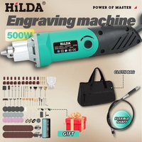 HILDA Engraver Electric Drill Dremel 500W 6 Variable Speed High-Power Green Woodworking Rotary Tools Set Grinder Polishing