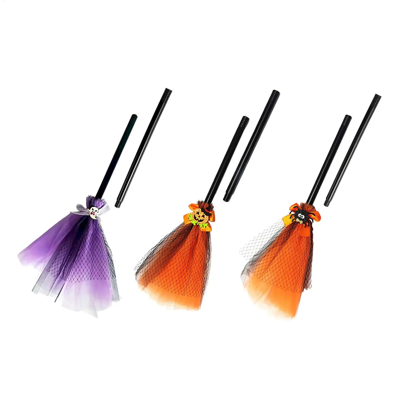 Kids Witch Broom Halloween Costume Toy Broom Cosplay Prop Pretend Play Accessory Trick or Treat Children Festival Performance