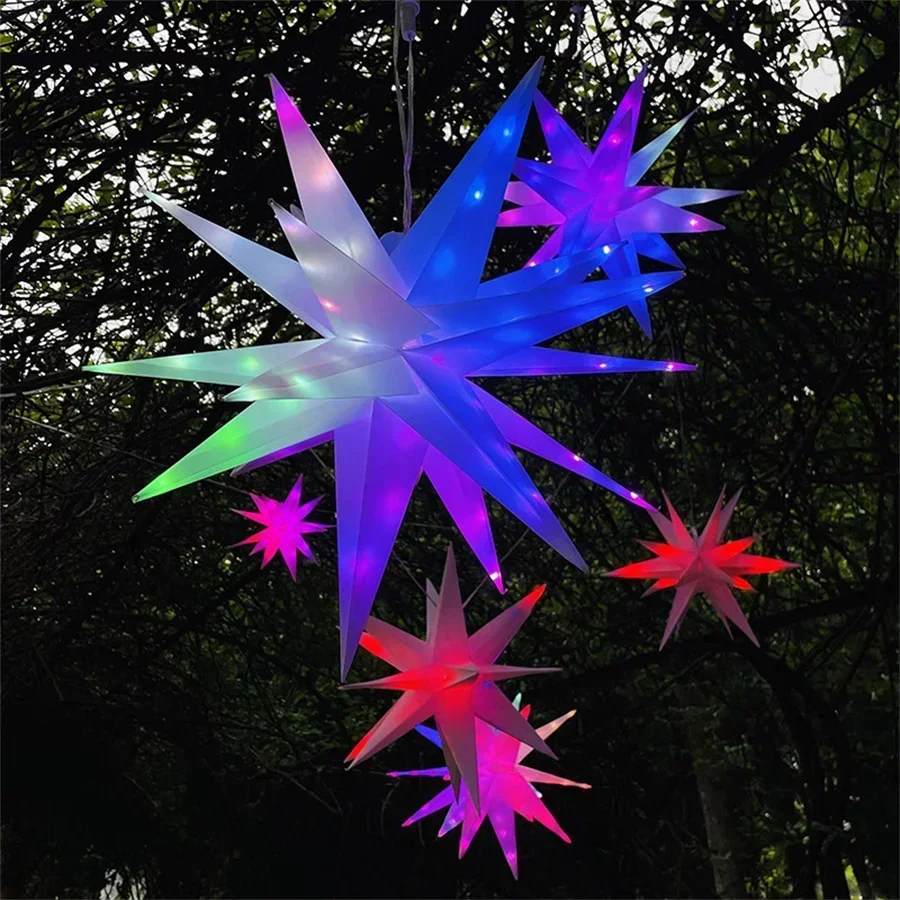 Dia40/50/60CM Smart Christmas Star Tree Topper Moravian Star Light LED Bluetooth App & RGBIC Remote Firework Starburst Light