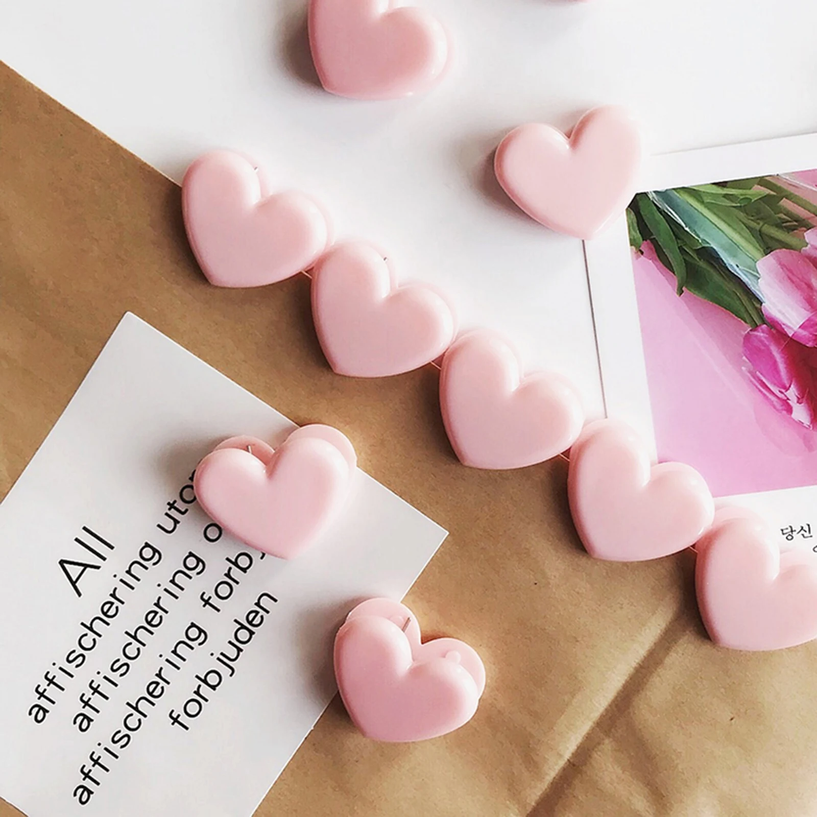 

12 Pcs Pink Love Clip Paper Set Holder for Desk Manicure Small Clips Cute Girl Product