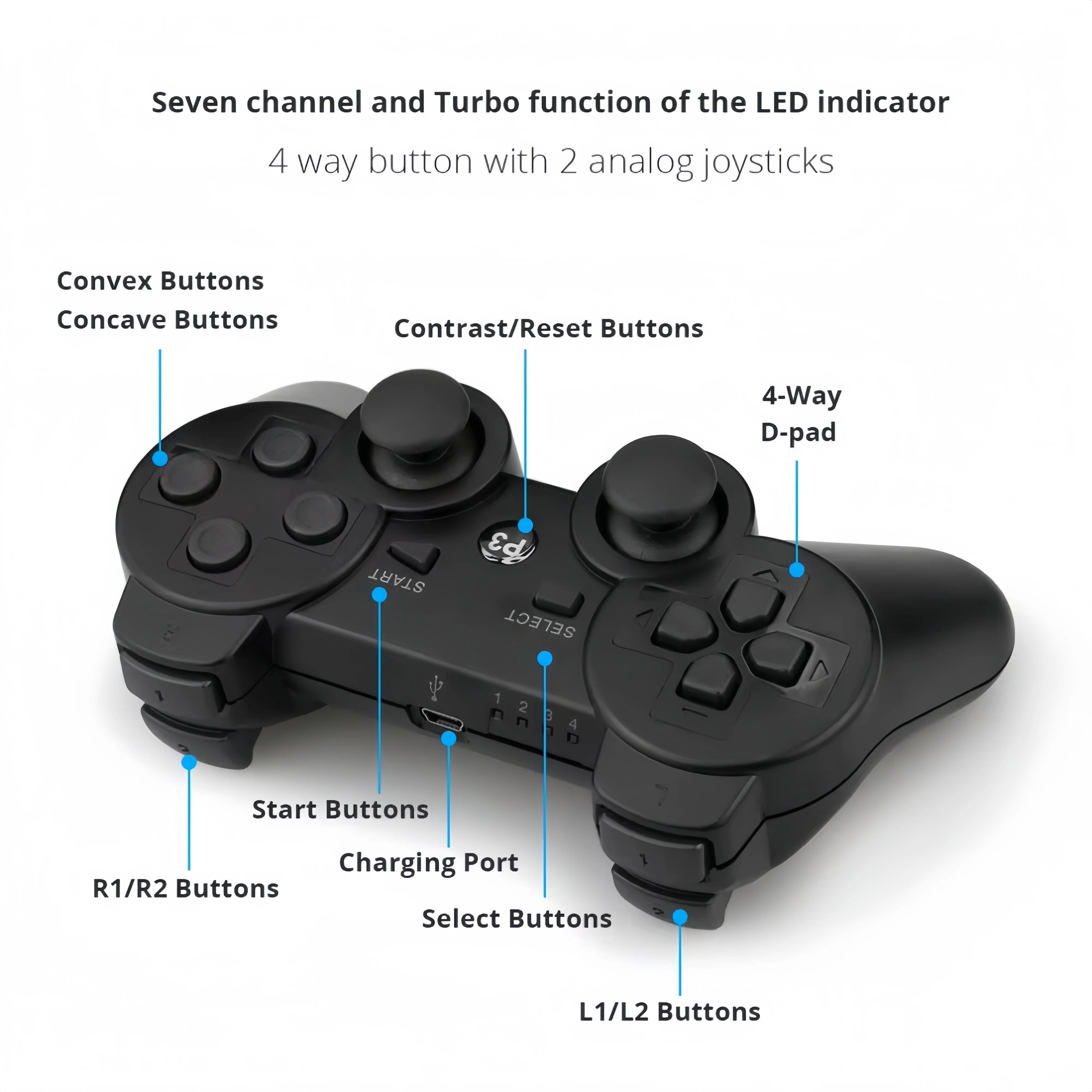 لوحدة تحكم PS3 لوحدة تحكم الألعاب اللاسلكية عصا التحكم لوحدة التحكم بلاي ستيشن 3 Joypad ملحقات دعم بلوتوث USB PC