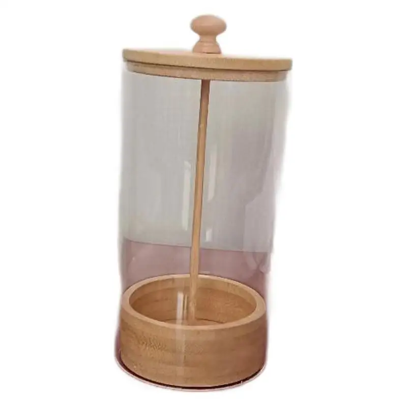 

Home Storage Rack Clear Shelf Dispenser for Straws Kitchen Drinking Wooden Lid Container Space Saving Organizer