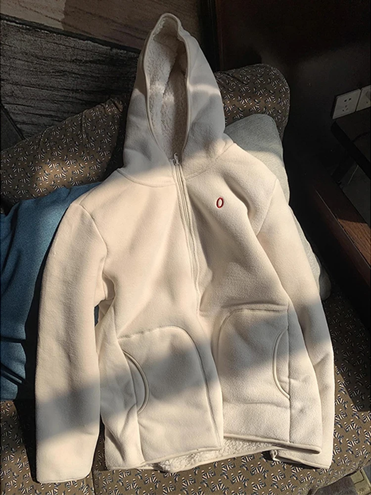 

Harbin Anti-Cold Lamb Fur Cotton Jaet Толстовка с капюшоном Мужчины Женщины Осень Зима Thiened Fce Спортивное пальто на открытом воздухе Повседневное Sle Zipp...