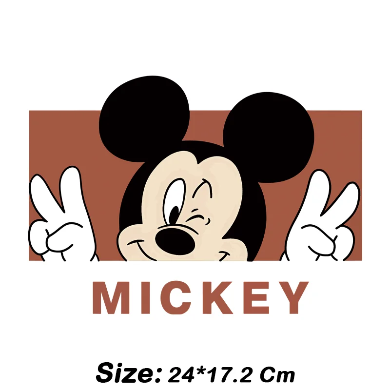 Disney Mickey Mouse naszywki samoprzylepne na ubrania DIY Cartoon naprasowanki naklejki na ubrania drukowany wzór winylowy nadający się do prania