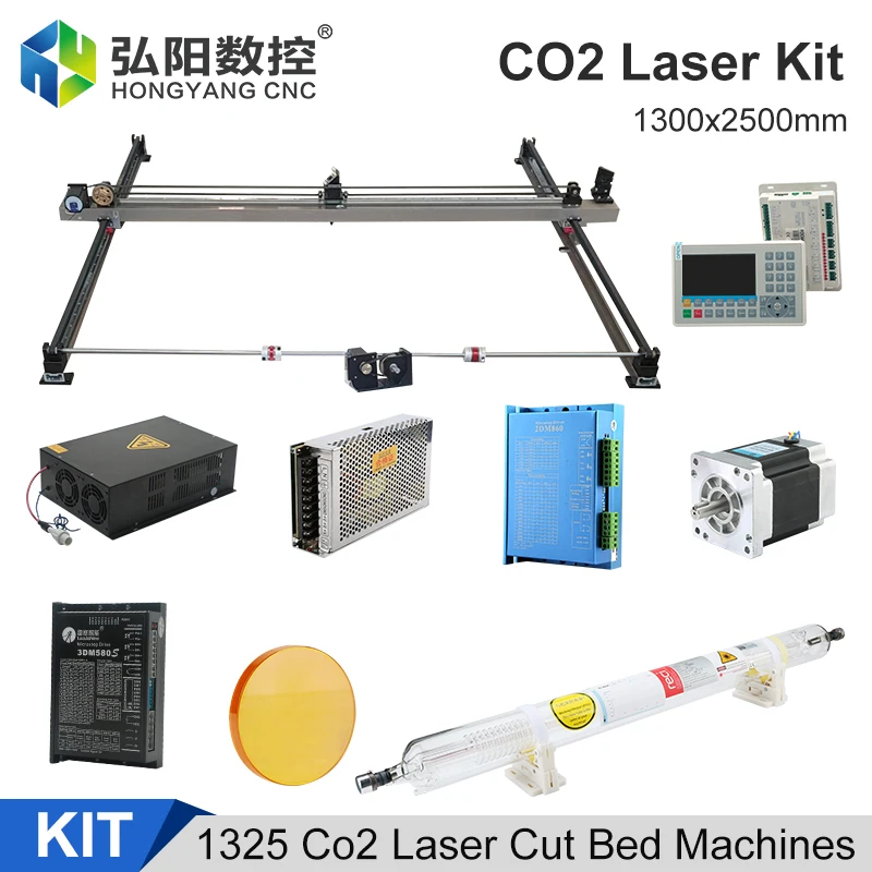 1300x2500mm DIY CO2 Laser Machine Kit Linear Guide 100W Controller Ruida6445 CNC 1325 Cutting And Engraving Machine