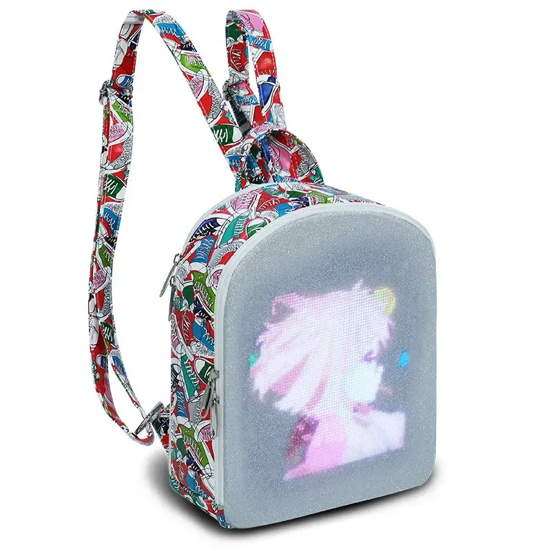 Smart Rgb Display Screen Led Backpack Billboard Fashion White Customizable Advertising Christmas Gift School Bag For Women Kids