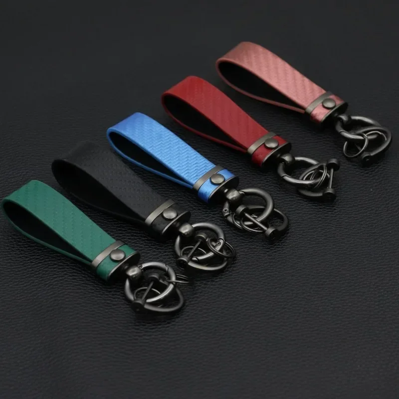 Carbon Fiber Keychain for Men and Women Retro Vintage High-end Key Chains Keyring Car Logo Key Ring Gift