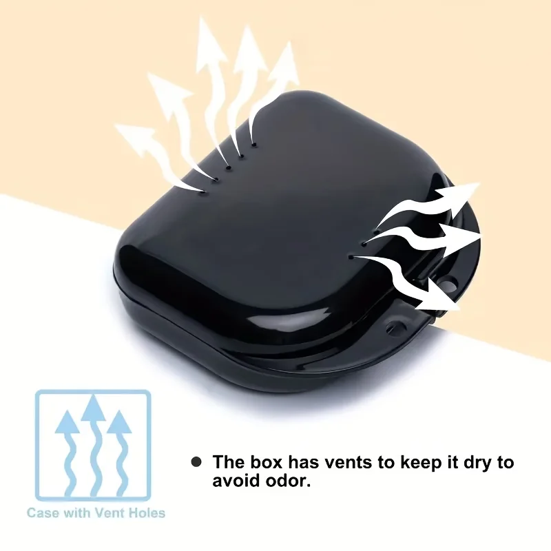 2PCS Leakproof Denture Storage Case with Secure Snap Closure, Compact Travel Holder for Dentures & Orthodontic Appliances