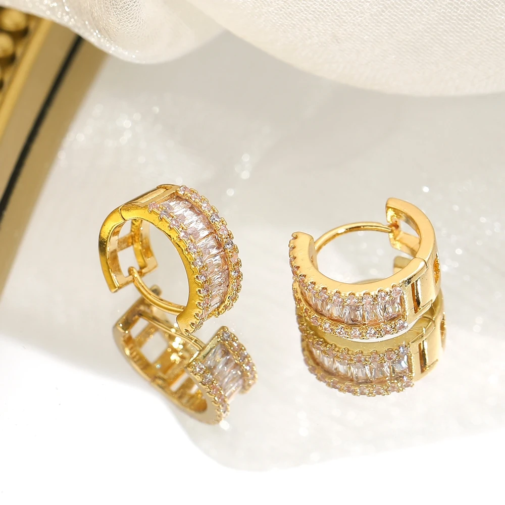 Juya Handgemachte Micro Pflastern Zirkon Gold/Silber Farbe Luxus Hoop Ohrringe Für Frauen Braut Abend Party Schmuck Großhandel – Detail 8