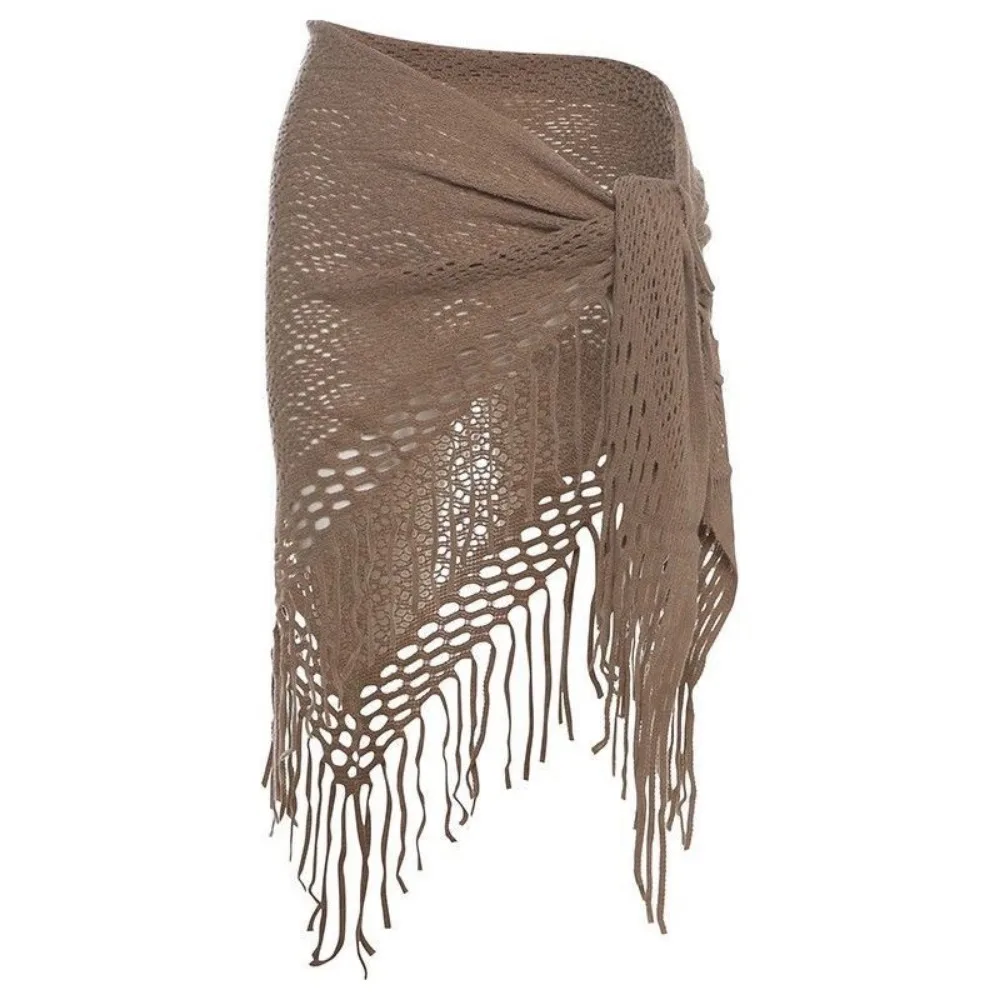 Women Tassel Belly Dance Clothing Knitted Bohemian Style Waist Scarf Triangular Scarf Adult Dance Practice