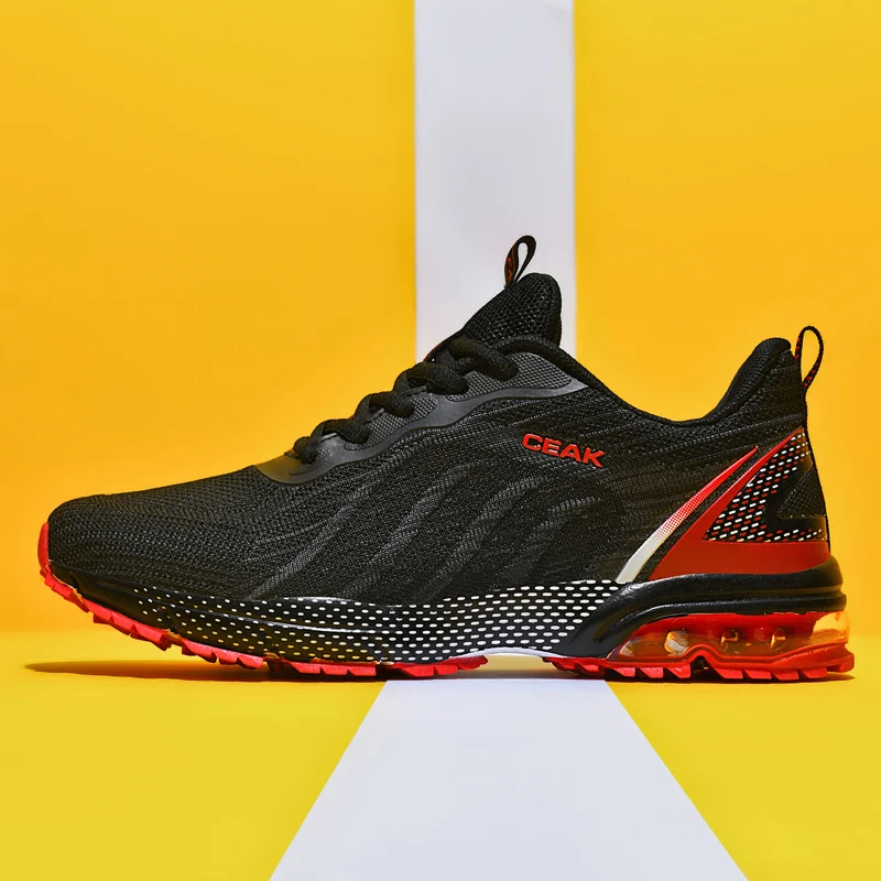 

Sports and leisure shoes, men's shoes, marathon oversized air cushioned shoes, fly woven all season rubber, wear-resistant, anti