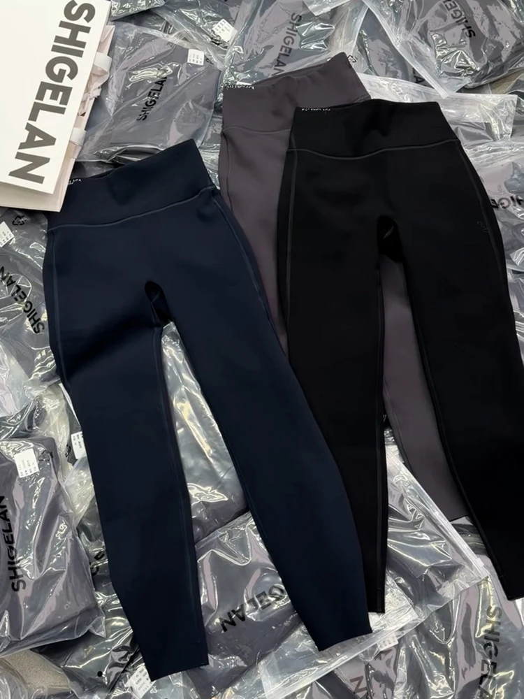 

Thiened Fce Yoga Pants High Elastic Slimming Comfortable Tight Base Layer Pants High Waist Poetry Lan Women's Faion