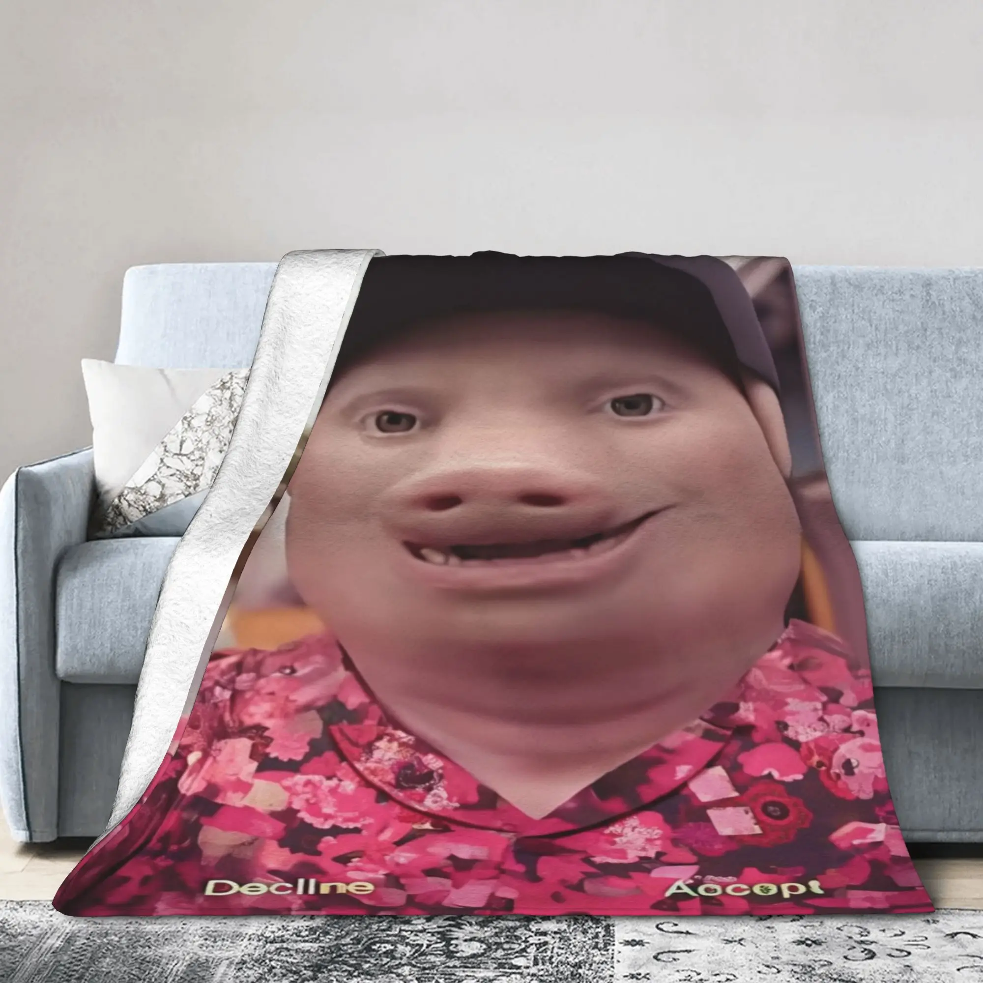 Comfortable Throw Blanket Travel Car John Pork Hawaii Style Call‑In Blanket  Flannel Bedspread For Living Room Sofa Bed Cover