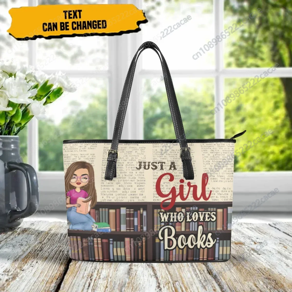 Just A Girl Who Loves Books Tote Bags for Women Luxury Top-handle Small Messenger Bags Street Fashion Handbag Teacher's Gift