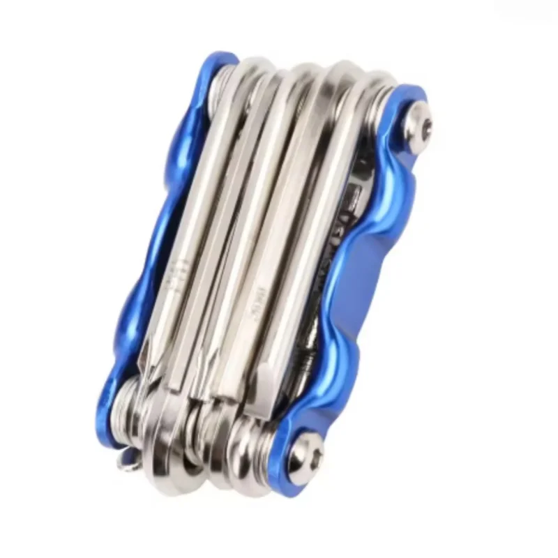 Kit di strumenti di riparazione biciclette multifunzionali 11in1 per bici da strada di montagna con chiave per cacciavite combinata colorata ad arco con taglierina a catena