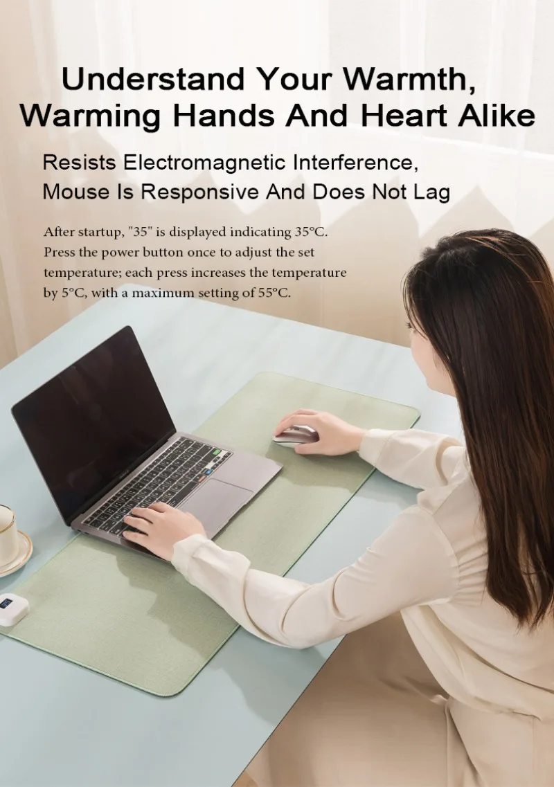 Electric Heat Mouse Pad Table Mat Display Temperature Heating Mouse Pad Keep Warm Hand For Office Computer Desk Keyboard Winter