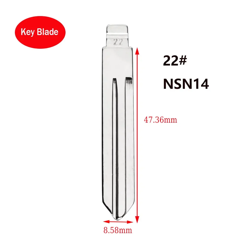 10pcs 22# NSN14 KD Uncut Flip Metal Key Blade for Nissan Sunny Tiida Teana for KD Keydiy Xhorse VVDI Remotes Universal No.22