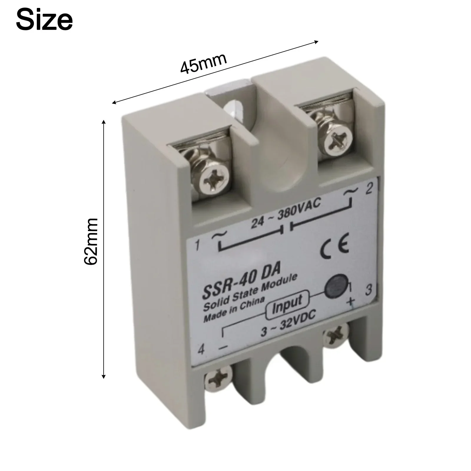 

2pcs Single-Phase Solid State Relay Module SSR-40DA 3-32VDC Output 24-380VAC Solid State Relay For Automatic Process Control