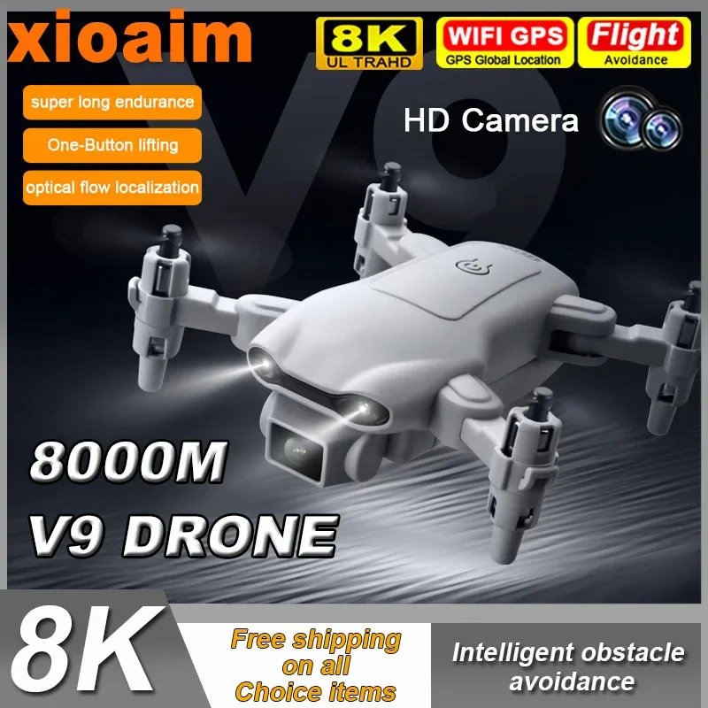 

For Xiaomi Mini V9 Drone 8k 5G HD Wide Angle Camera WIFI FPV Drones 4K Dual Camera RC Drone Aircraft Quadcopter for Kids Toys