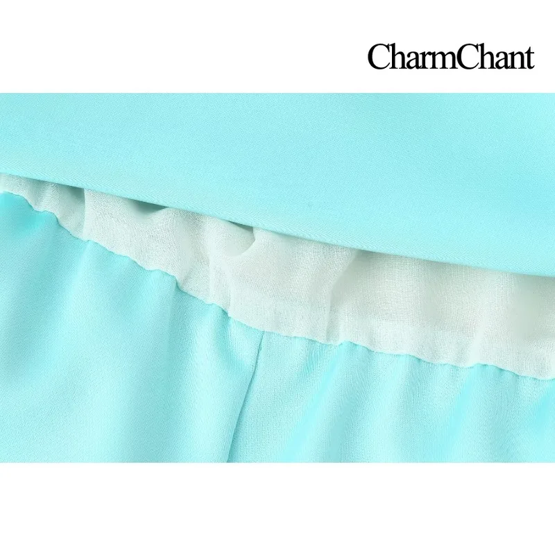 CHARMCHANT Women's Satin Halter Backless Wide Leg Jumpsuit Asymmetrical Sleeveless Long Pants Romper Elegant Outfit Summer 2026 view 5