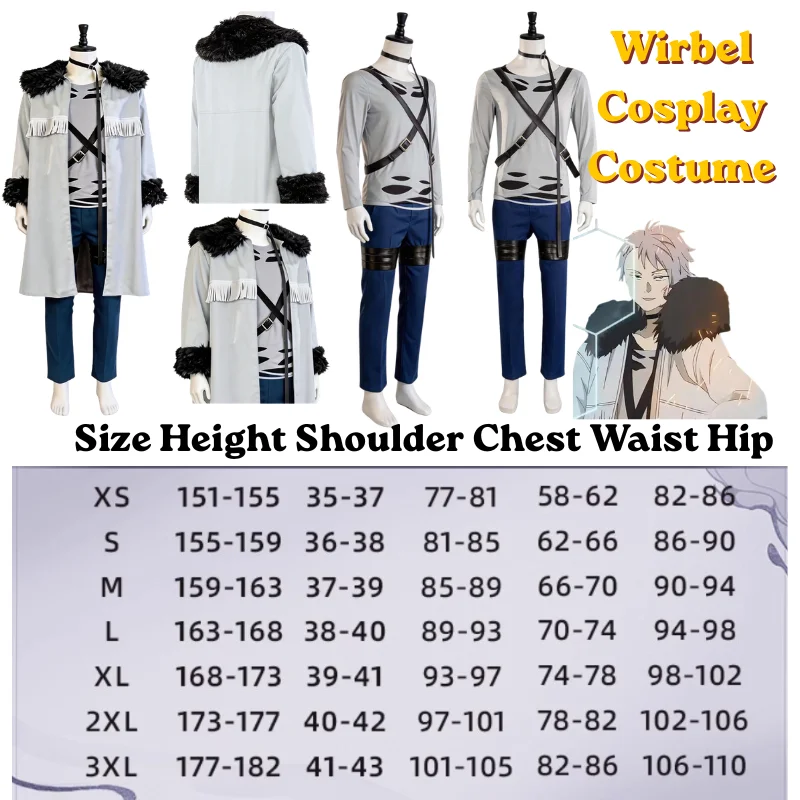 

Disguise Wirbel Cosplay Costume Halloween party Anime Frieren Roleplay Wirbel Coat Pants Belt Dress Up for Male
