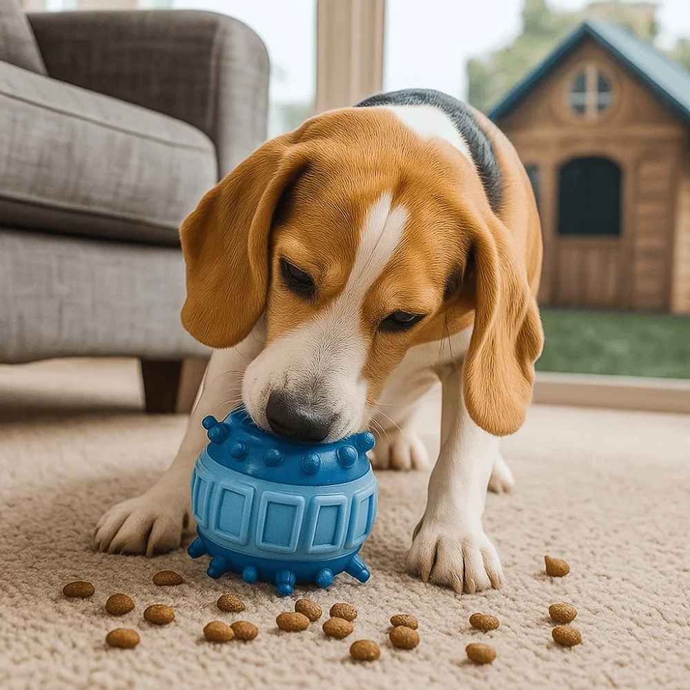 

4 Pcs/set Bite Resistant Interactive Dog Toys Wear Resistant Colorful Dog Food Dispensing Toy TPR Pet Leakage Ball Indoor Play