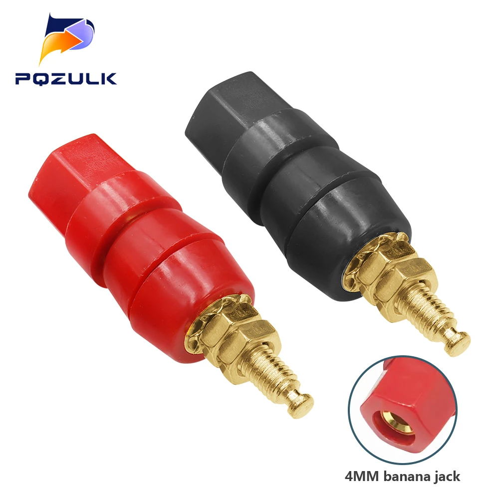 1 par de terminales (negro y rojo), conector rojo y negro, amplificador, poste de encuadernación, Conector de enchufe de altavoz Banana