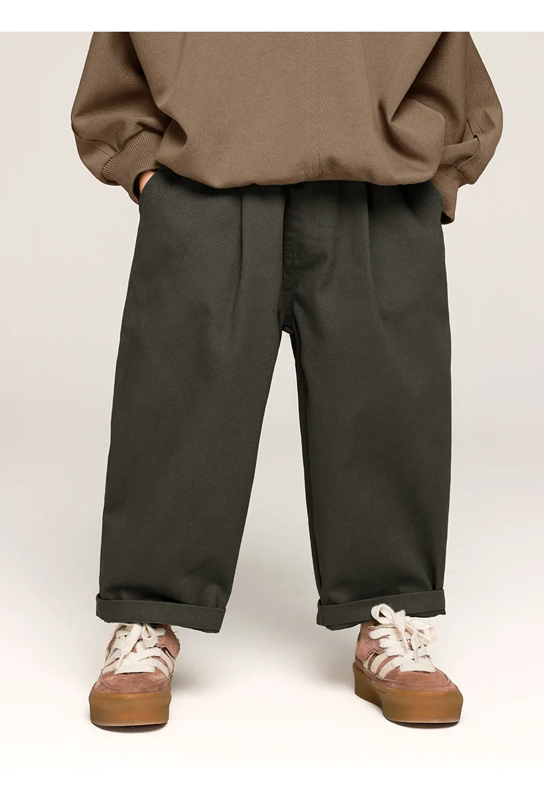 2025 Spring Kids Pants Korean Style Children's Solid Color Casual Pants Boys Cotton Loose Trousers