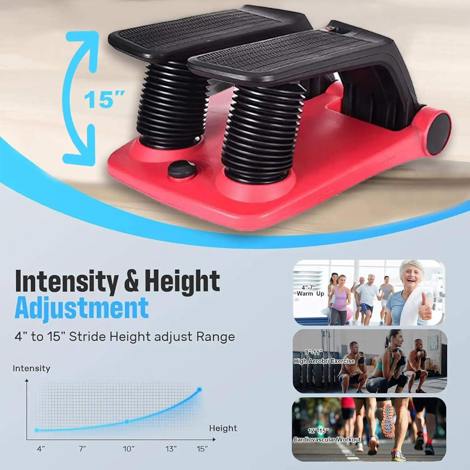 Stepper Health Fitness Climber Air Stepper Machine Portable Twist Stair Stepper Adjustable Resistance Fitness Exercise Machine