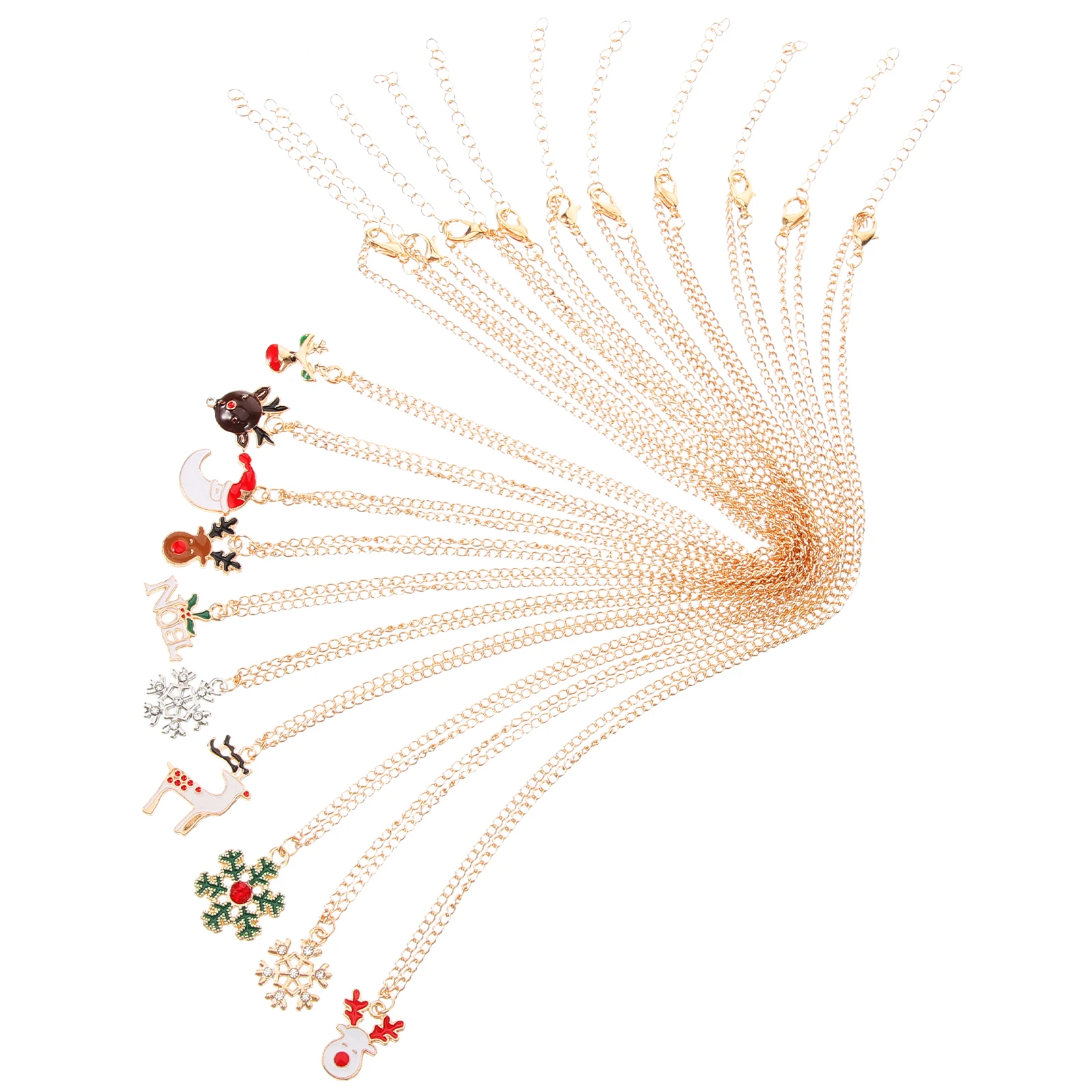

10 Pcs Christmas Necklace Pendant Women Jewelry Dripping Oil Hanging Socks Clavicle Alloy Miss
